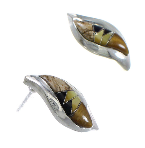 Southwest Silver Mutlicolor Inlay Post Earrings YX70887