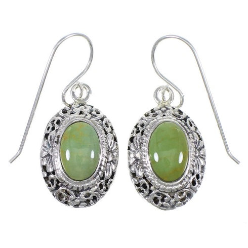 Turquoise And Sterling Silver Southwestern Hook Dangle Earrings YX68580