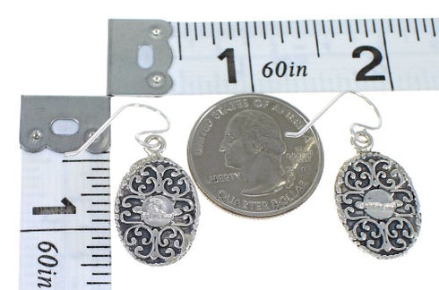 Turquoise And Sterling Silver Southwestern Hook Dangle Earrings YX68580