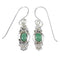 Southwestern Genuine Sterling Silver And Turquoise Flower Hook Dangle Earrings YX68640