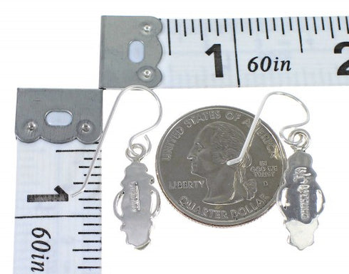 Southwestern Genuine Sterling Silver And Turquoise Flower Hook Dangle Earrings YX68640