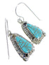 Turquoise And Authentic Sterling Silver Southwestern Hook Dangle Earrings YX69762