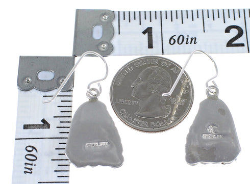 Turquoise And Authentic Sterling Silver Southwestern Hook Dangle Earrings YX69762