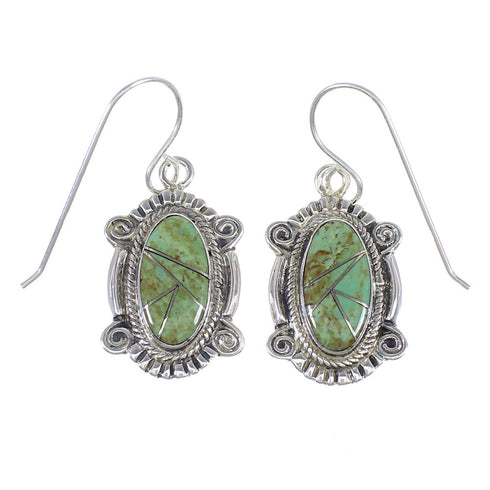 Sterling Silver And Turquoise Southwestern Hook Dangle Earrings YX78991