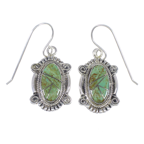 Sterling Silver And Turquoise Southwestern Hook Dangle Earrings YX78991