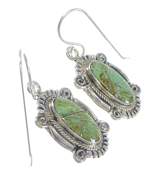 Sterling Silver And Turquoise Southwestern Hook Dangle Earrings YX78991