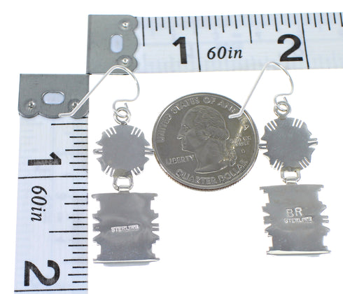 Authentic Sterling Silver And Turquoise Hook Dangle Earrings YX79033