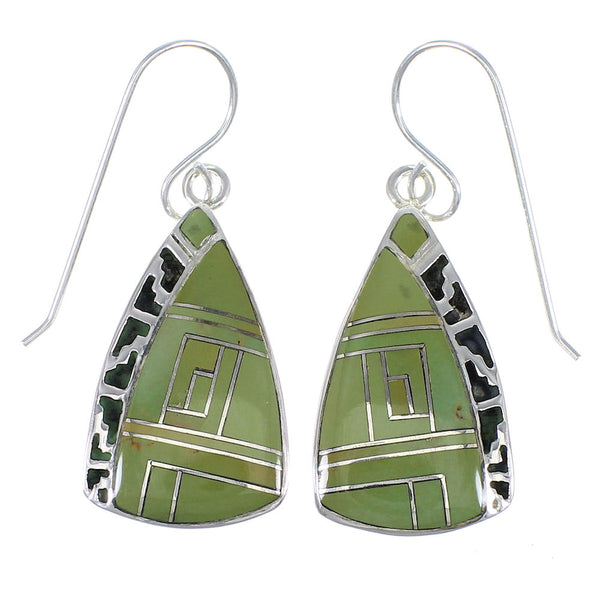 Turquoise And Genuine Sterling Silver Southwest Hook Dangle Earrings YX79080