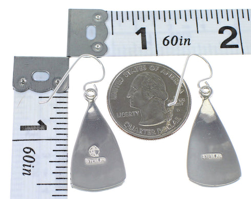 Turquoise And Genuine Sterling Silver Southwest Hook Dangle Earrings YX79080