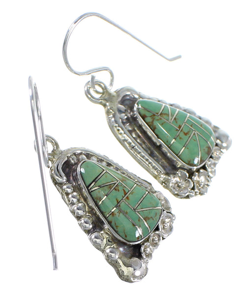 Turquoise Silver Flower Hook Dangle Earrings YX79086
