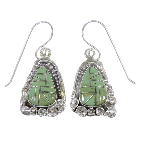 Turquoise And Silver Flower Hook Dangle Earrings YX79089