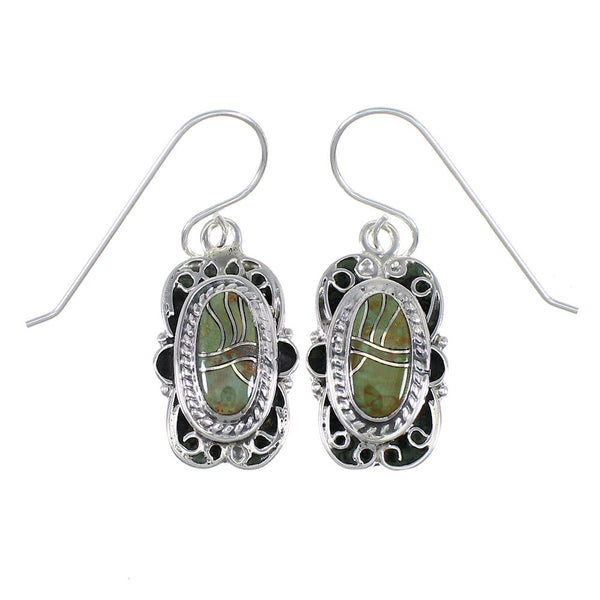 Southwest Turquoise And Authentic Sterling Silver Hook Dangle Earrings YX79101