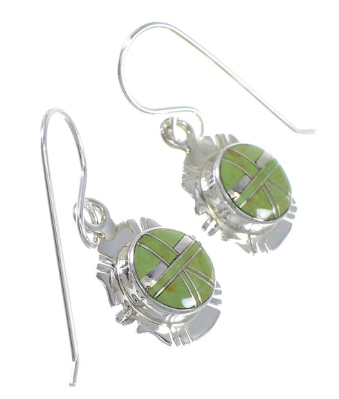 Genuine Sterling Silver Turquoise Inlay Hook Dangle Earrings YX79155