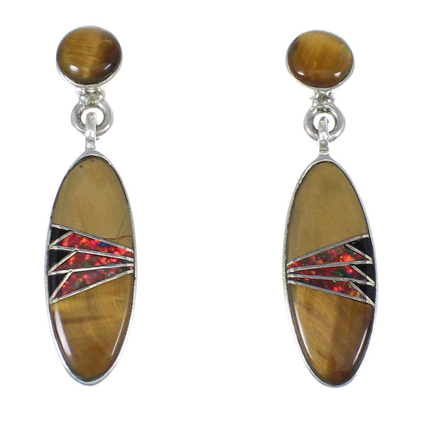 Multicolor Southwest Sterling Silver Post Dangle Earrings WX71648