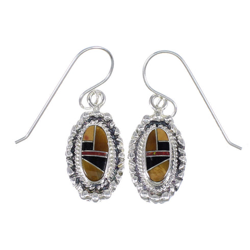 Southwestern Multicolor Sterling Silver Hook Dangle Earrings WX71650