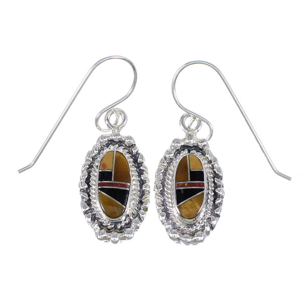 Southwestern Multicolor Sterling Silver Hook Dangle Earrings WX71650