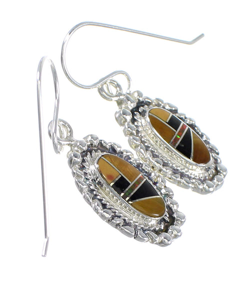 Southwestern Multicolor Sterling Silver Hook Dangle Earrings WX71650