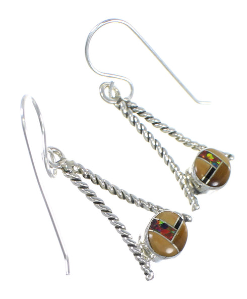 Multicolor Sterling Silver Southwest Hook Dangle Earrings WX71651