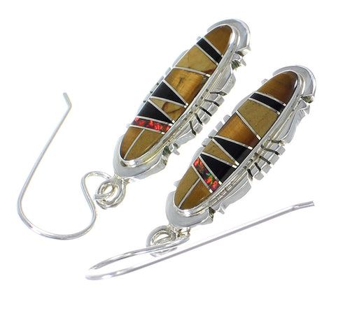 Multicolor Sterling Silver Southwestern Hook Dangle Earrings WX71652