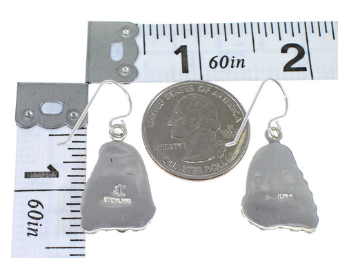 Southwest Sterling Silver Multicolor Flower Hook Dangle Earrings WX71675