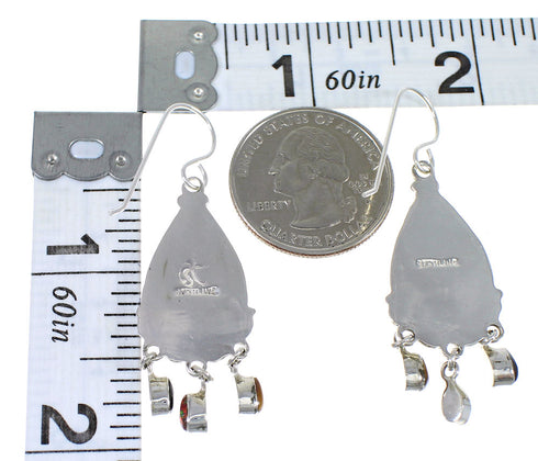 Southwestern Sterling Silver Multicolor Hook Dangle Earrings WX71679