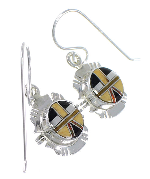 Southwestern Multicolor Genuine Sterling Silver Hook Dangle Earrings WX71686