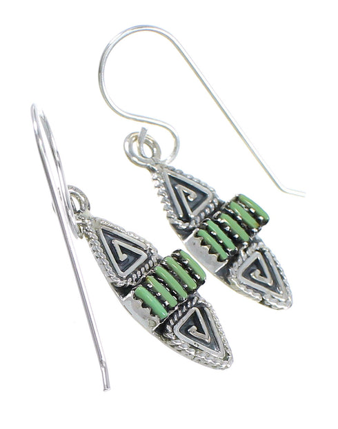 Southwestern Sterling Silver Turquoise Needlepoint Water Wave Hook Dangle Earrings QX69777