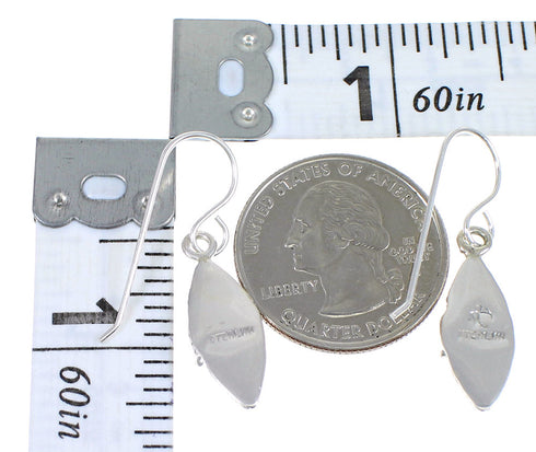 Southwestern Sterling Silver Turquoise Needlepoint Water Wave Hook Dangle Earrings QX69777