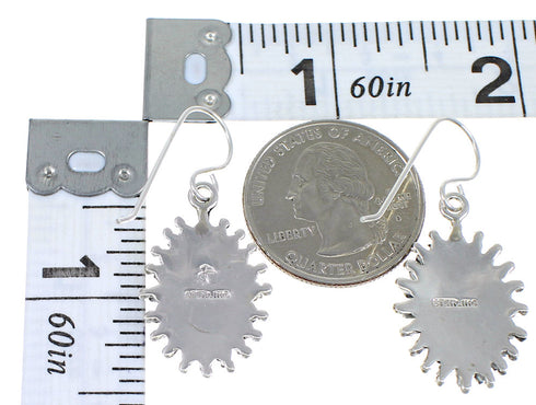 Southwestern Genuine Sterling Silver Turquoise Needlepoint Water Wave Hook Dangle Earrings QX69783