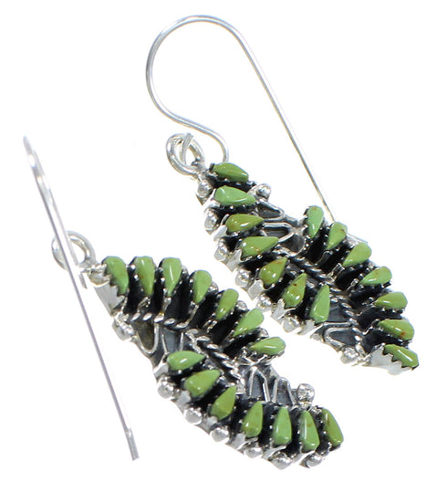 Authentic Sterling Silver Southwest Turquoise Needlepoint Hook Dangle Earrings QX69792