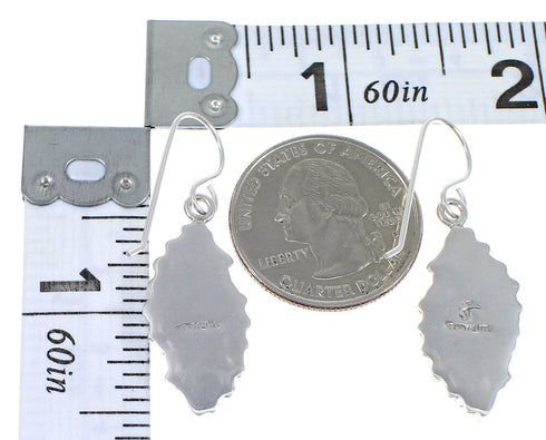 Authentic Sterling Silver Southwest Turquoise Needlepoint Hook Dangle Earrings QX69792