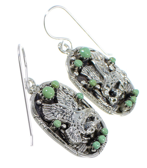Sterling Silver Eagle Southwest Turquoise Hook Dangle Earrings QX70252