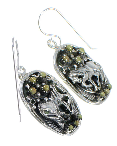 Authentic Sterling Silver Horse Southwest Turquoise Hook Dangle Earrings QX70258