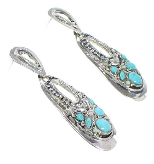 Sterling Silver Turquoise Opal Post Dangle Earrings QX72201