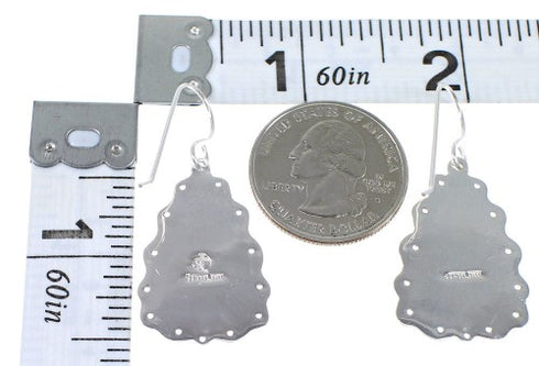 Turquoise Opal Southwest Silver Hook Dangle Earrings QX72313