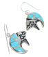 Turquoise Opal Silver Southwestern Bear And Arrow Hook Dangle Earrings QX72434