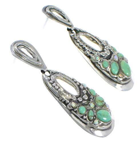 Turquoise Opal Authentic Sterling Silver Southwestern Post Dangle Earrings QX81791