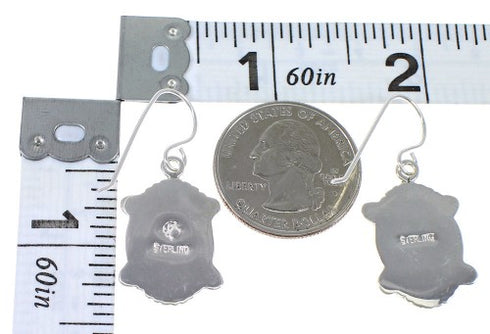 Southwest Turquoise Opal Authentic Sterling Silver Hook Dangle Earrings QX81925