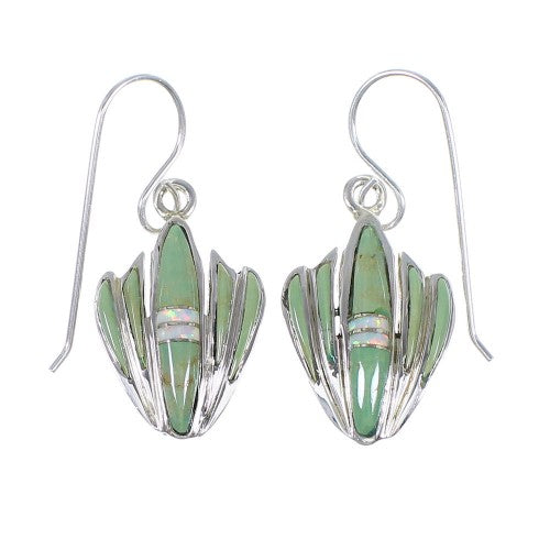 Authentic Sterling Silver Southwest Turquoise And Opal Hook Dangle Earrings QX81976