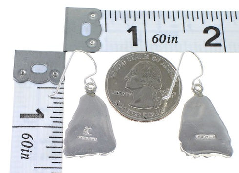 Turquoise Opal Silver Southwest Flower Hook Dangle Earrings QX82086