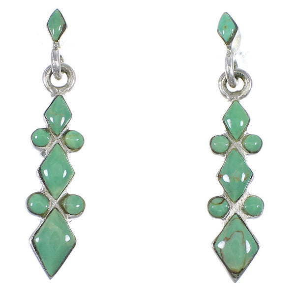 Authentic Sterling Silver Southwest Turquoise Post Dangle Earrings QX69252