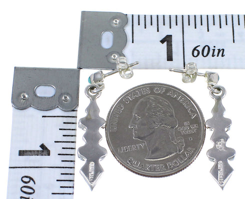 Authentic Sterling Silver Southwest Turquoise Post Dangle Earrings QX69252