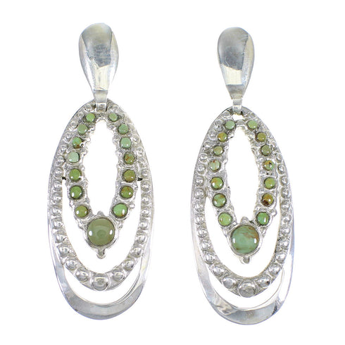 Genuine Sterling Silver Southwest Turquoise Post Dangle Earrings QX69277