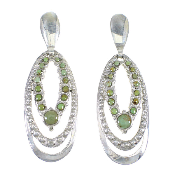 Genuine Sterling Silver Southwest Turquoise Post Dangle Earrings QX69277