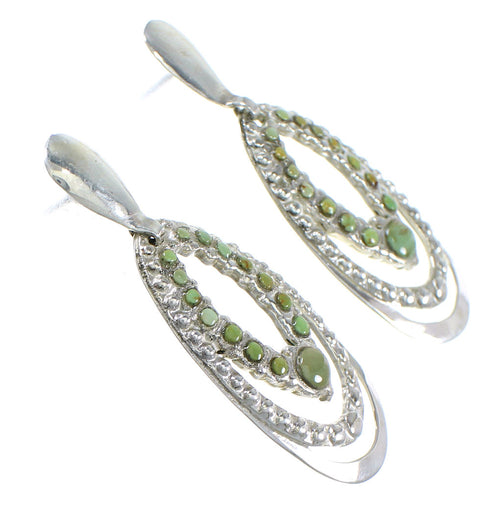 Genuine Sterling Silver Southwest Turquoise Post Dangle Earrings QX69277