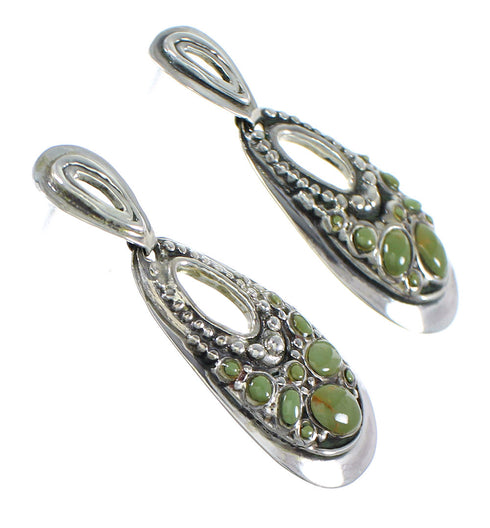 Southwestern Authentic Sterling Silver Turquoise Post Dangle Earrings QX69286