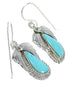 Turquoise Authentic Sterling Silver Southwest Flower Hook Dangle Earrings RX69304