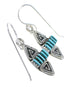 Authentic Sterling Silver Turquoise Water Wave Needlepoint Hook Dangle Earrings QX69207
