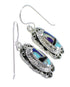 Southwest Sterling Silver Multicolor Inlay Hook Dangle Earrings RX70436