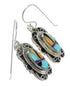 Genuine Sterling Silver Multicolor Inlay Southwest Hook Dangle Earrings RX70441
